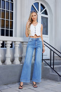 Jewelly Marta Jeans Lynlås Wide Denim Wash Blå