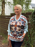 Charlotte Sparre CONNIE Bluse V-Rib Blå