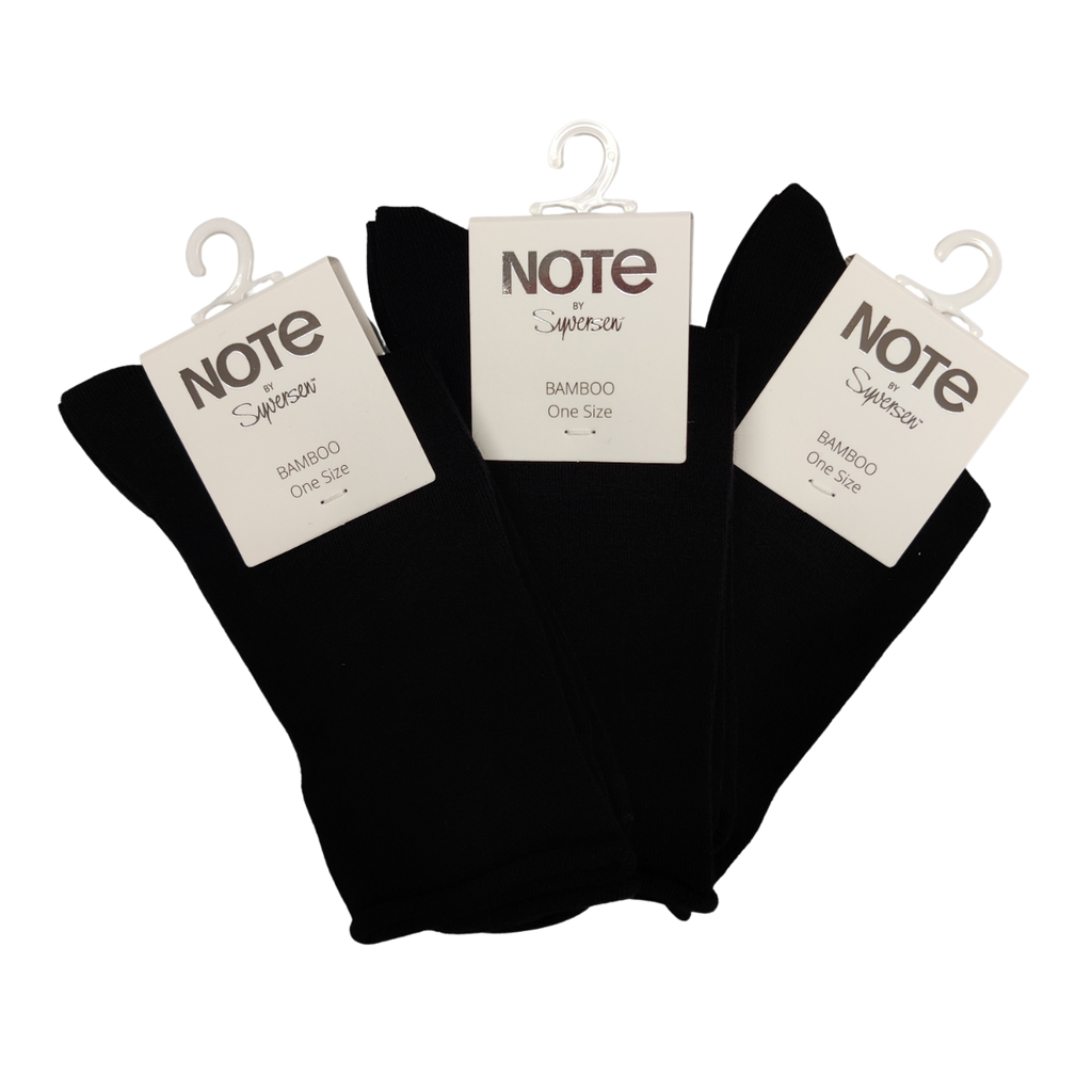 Note by Syversen Roll Top Bambus Strømper, Black