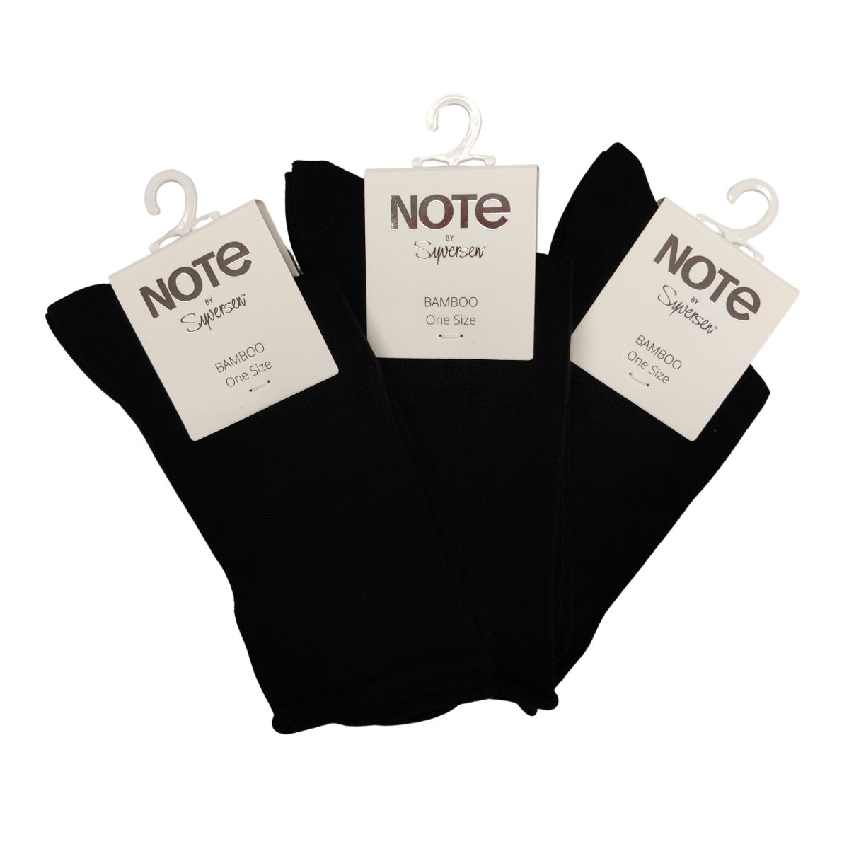 Note by Syversen Roll Top Bambus Strømper, Black
