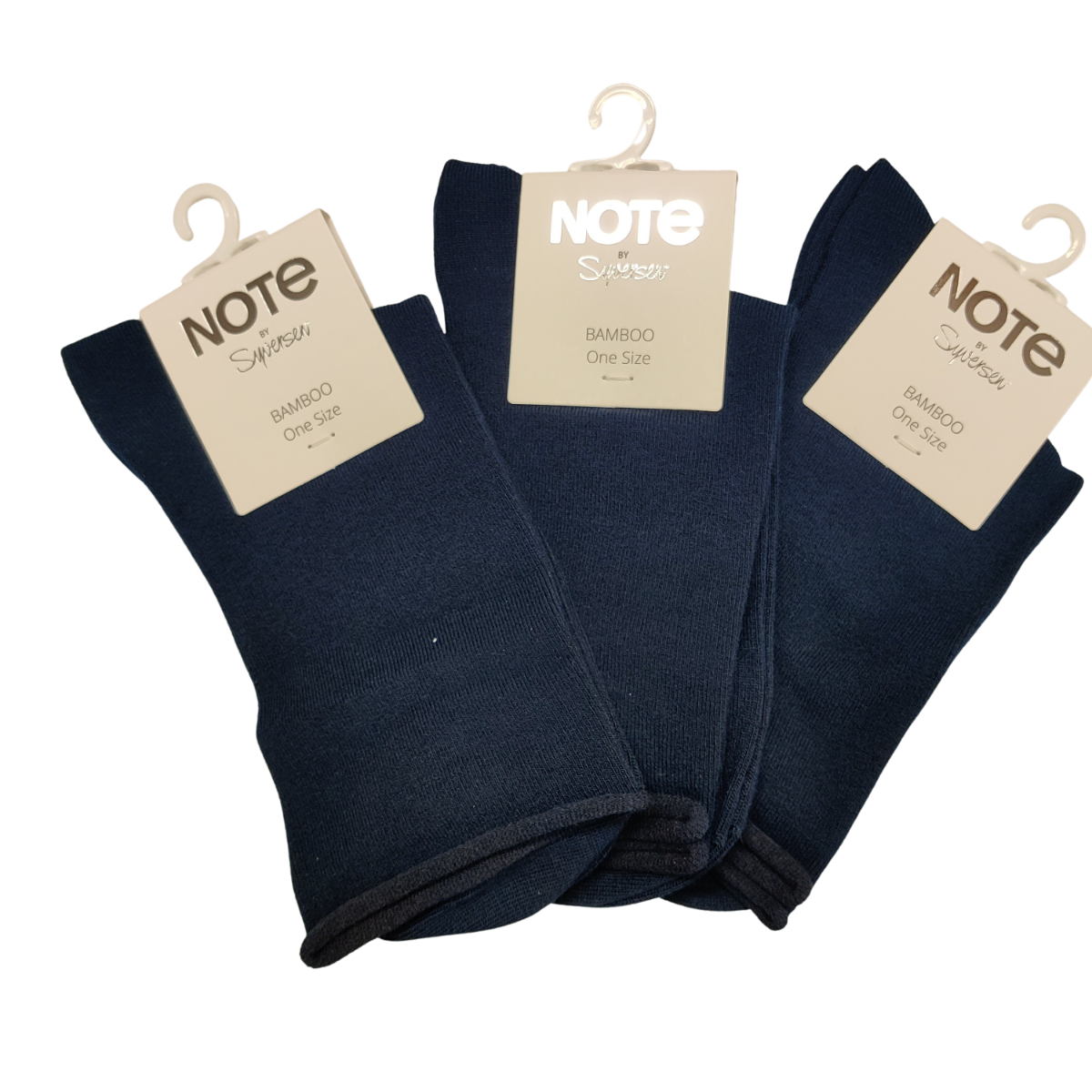 Note by Syversen Roll Top Bambus Strømper Navy Blå-3Pack