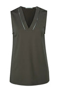 YAYA Jersey Top W V Neck Beluga Sort