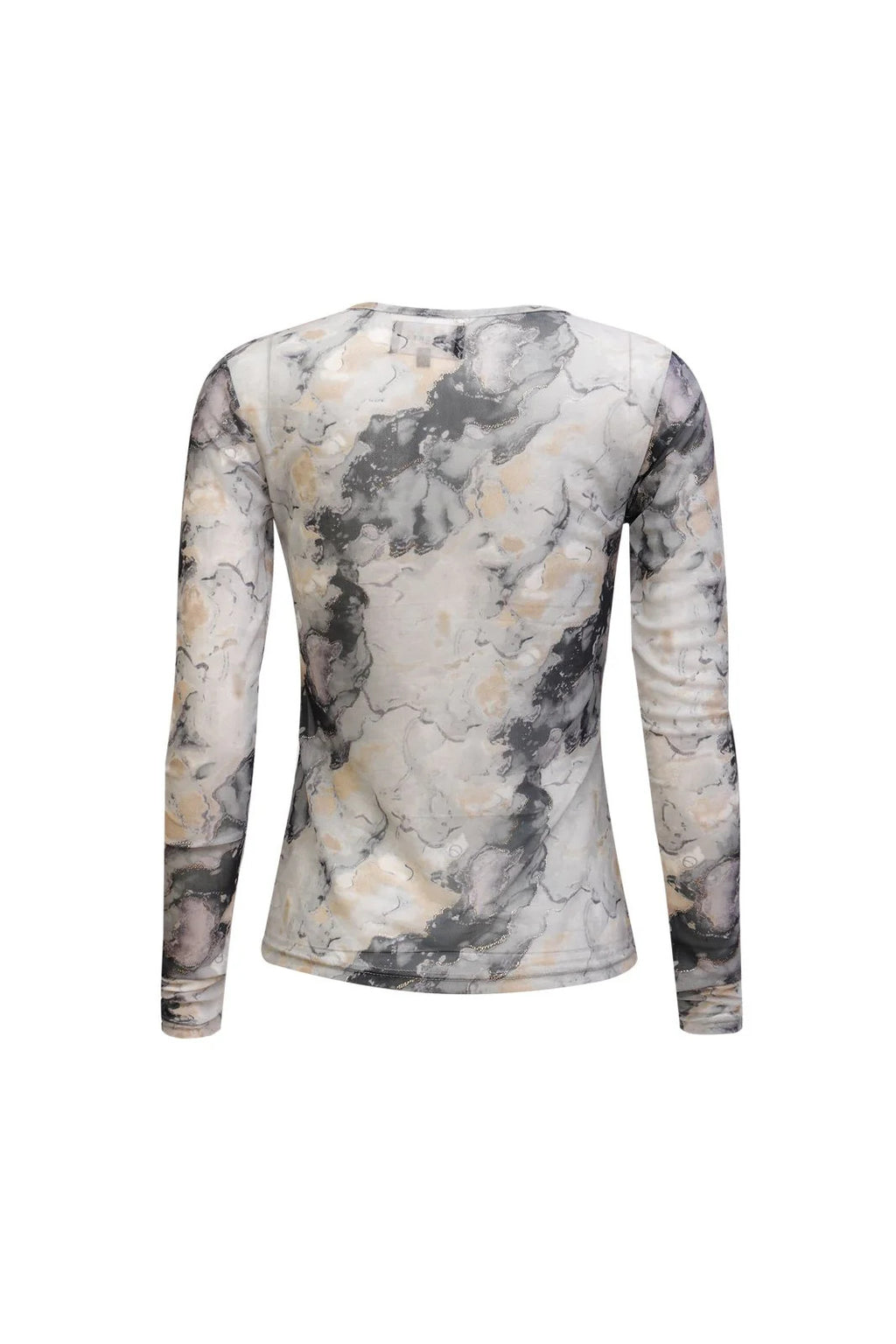 Liberte Mesh Langærmet T-Shirt Sort Grå Marble