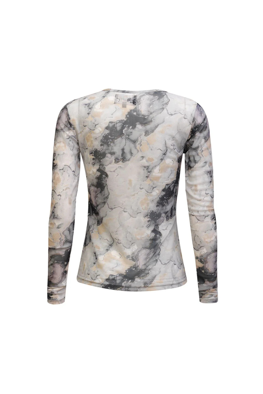 Liberte Mesh Langærmet T-Shirt Sort Grå Marble