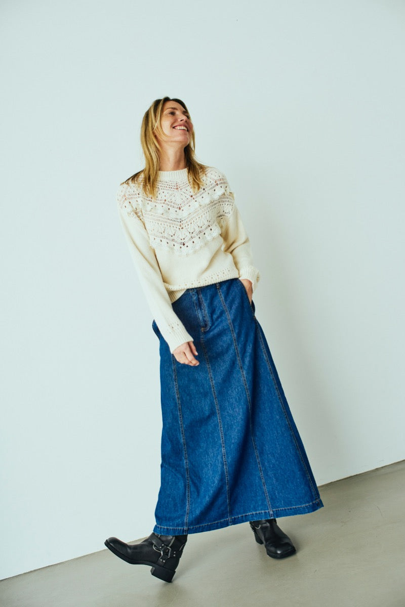 Freequent Lisea Nederdel Denim Medium Blå