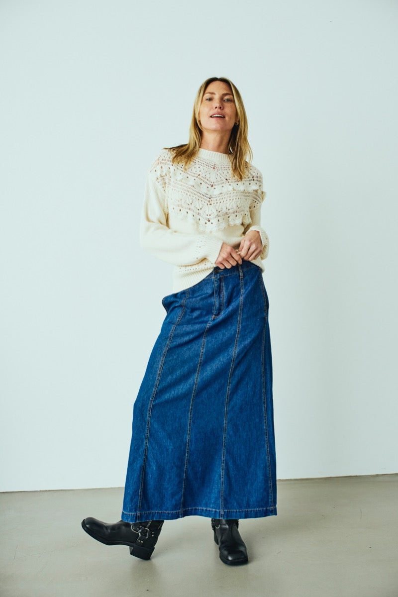 Freequent Lisea Nederdel Denim Medium Blå