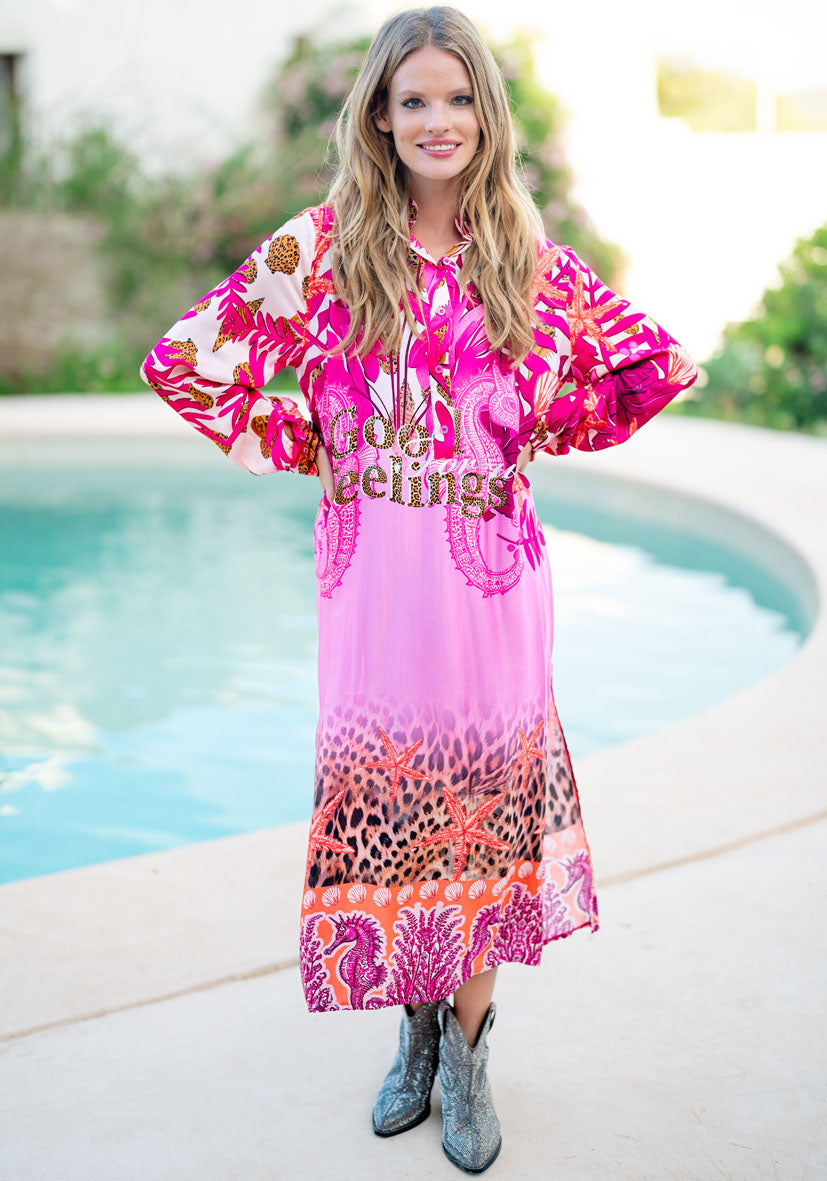 MISS GOODLIFE Midi Kjole Good Feelings Pink