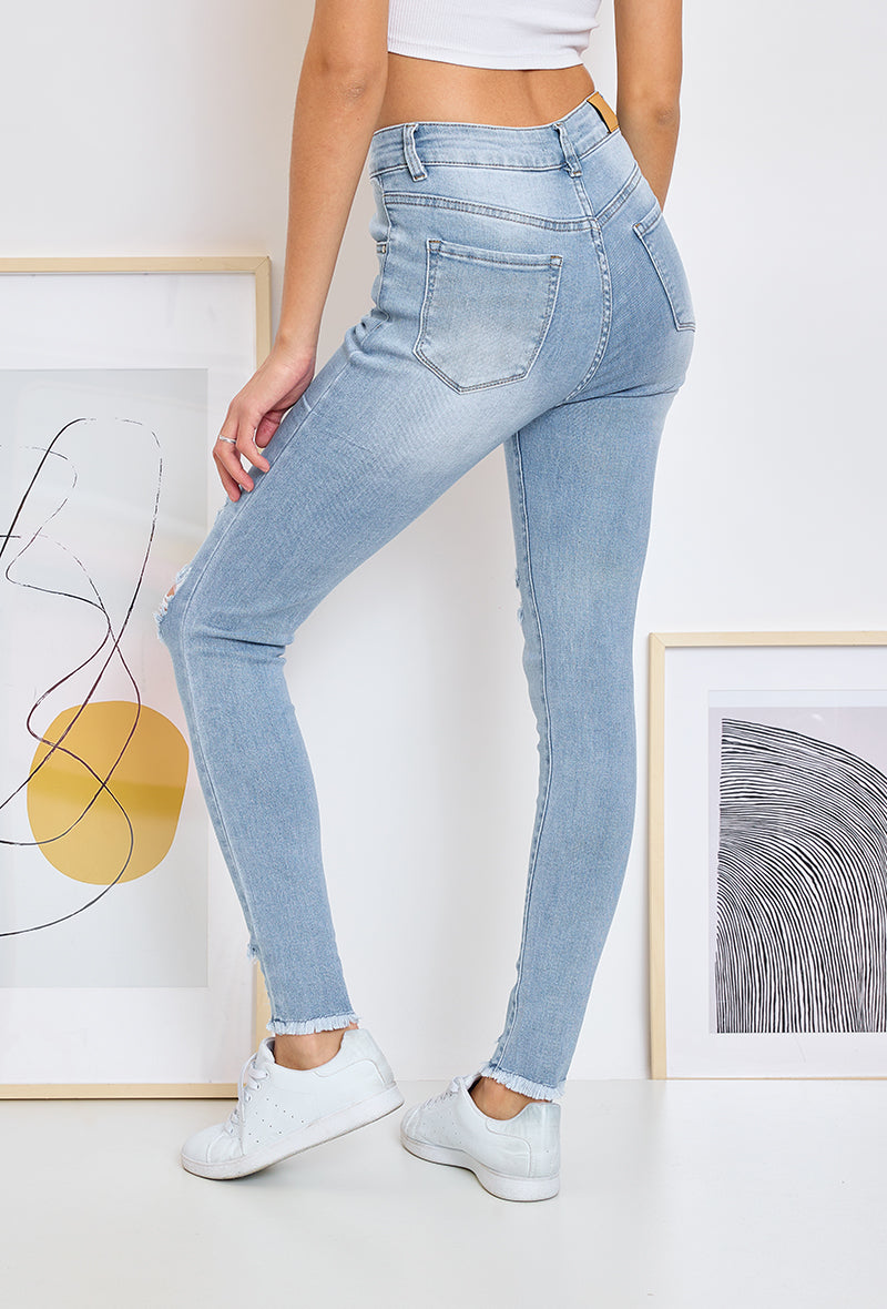 Jewelly Jeans Destroy Denim Lys Blå