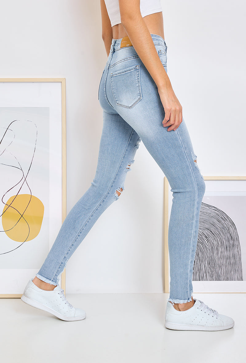 Jewelly Jeans Destroy Denim Lys Blå