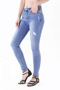 Jewelly Jeans Light Destroy Denim Blå