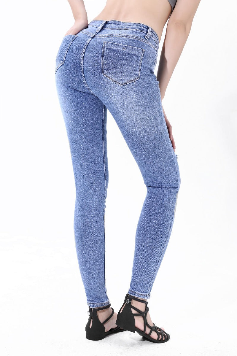 Jewelly Jeans Light Destroy Denim Blå