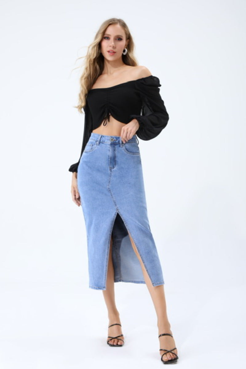 Jewelly Nederdel Slids Denim Lys Blå