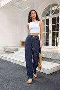 Jewelly Jeans Lynlås Mom Fit Mørke Blå