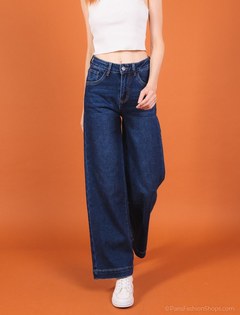 Karostar NOVA Jeans Wide Legs Lynlås Mørke Blå