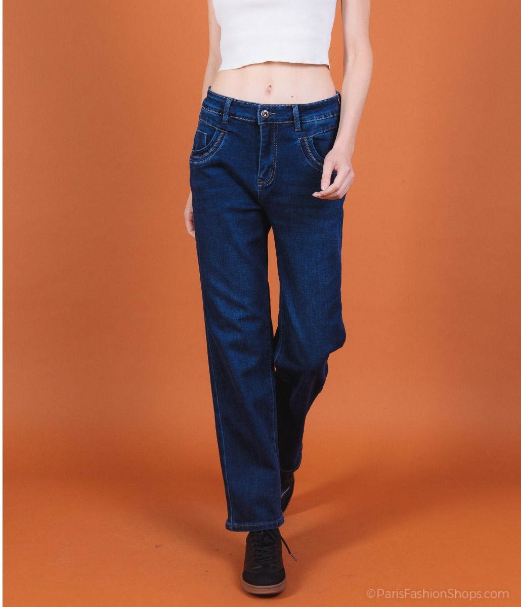 Karostar NOVA Jeans Straight Legs Lynlås Mørke Blå