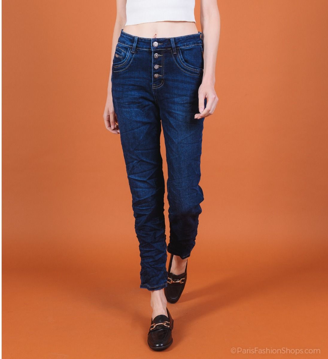 Karostar NOVA Jeans Boyfriend Knapper Mørke Blå