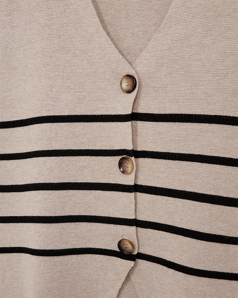 Freequent Ani Vest Sort Stribe Taupe