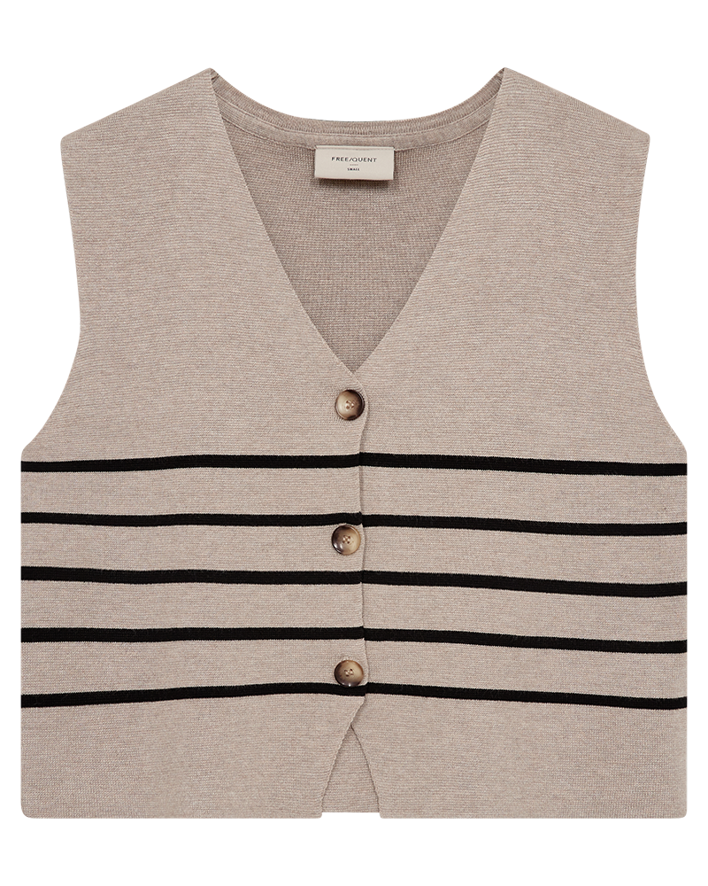 Freequent Ani Vest Sort Stribe Taupe