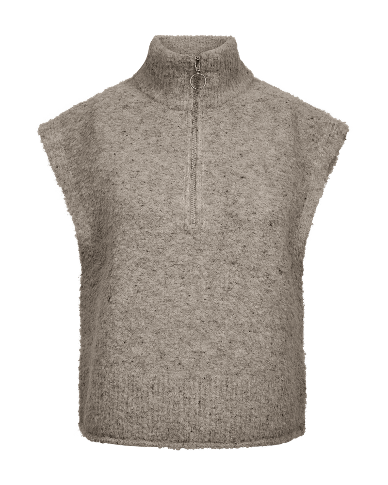 Freequent Grsnemes Vest Desert Taupe Melange Grå