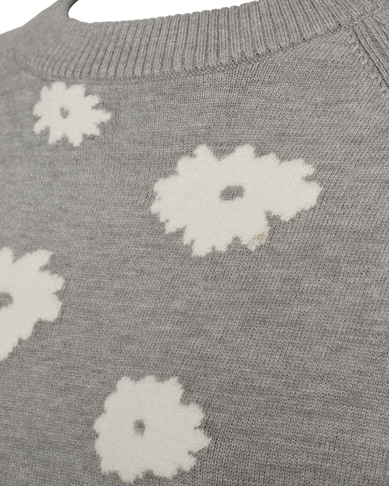 Freequent Alpi Pullover Grå Melange w Off White