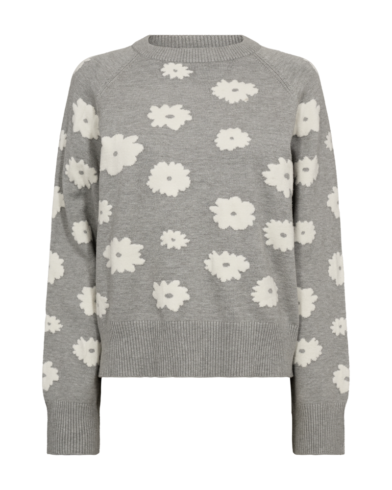 Freequent Alpi Pullover Grå Melange w Off White