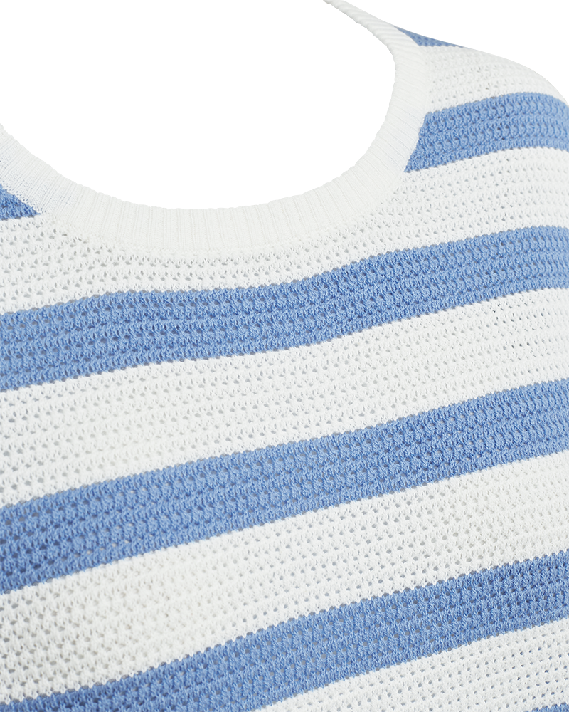 Freequent Dodo Pullover Star Off White w Vista Blå