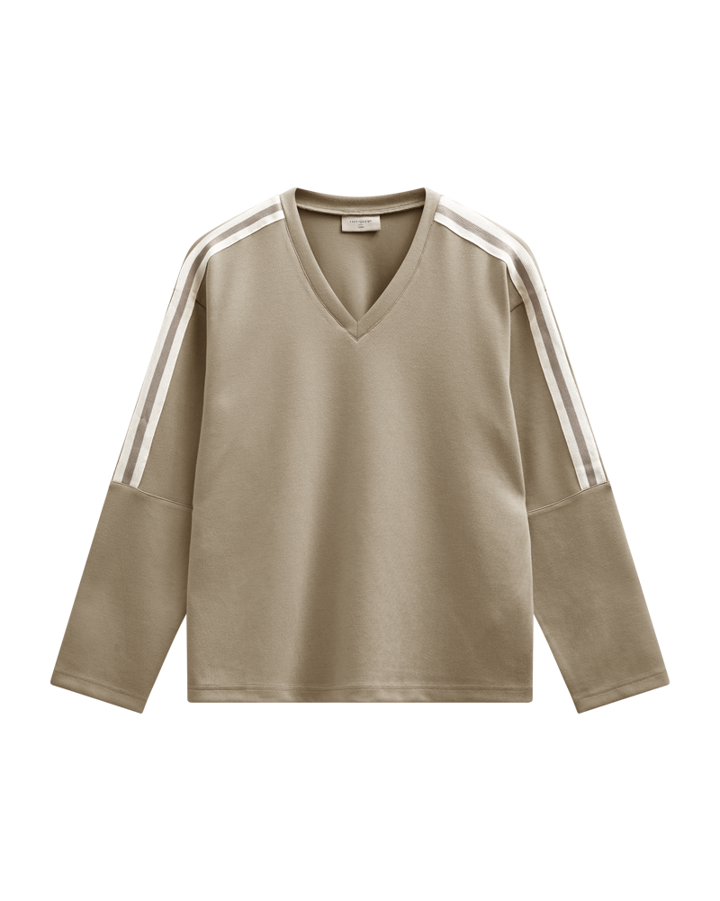 Freequent Lucinda Pullover Stribet Sølv Mink w Star Off White