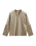 Freequent Lucinda Pullover Stribet Sølv Mink w Star Off White