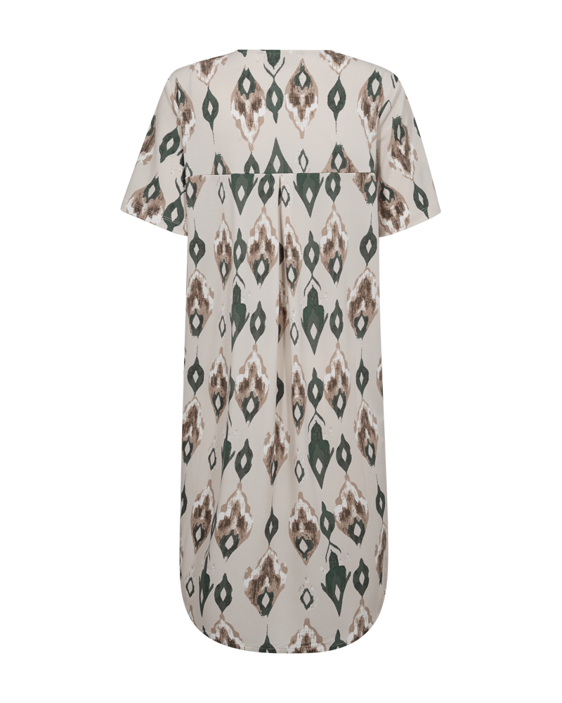 Freequent Floi Kjole Moonbeam Beige w Dark Forest Grøn