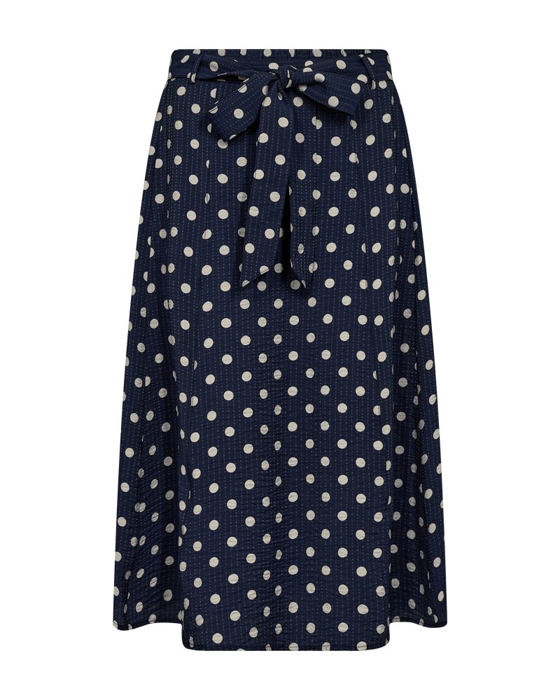 Freequent Alma Nederdel Prikker Navy Blå w Moonbeam Hvid