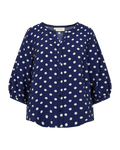 Freequent Alma Bluse Prikker Navy Blå w Moonbeam Hvid