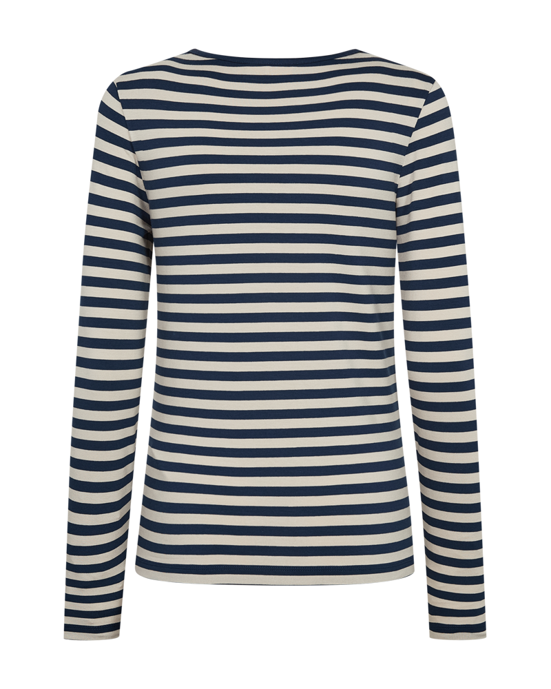 Freequent Liana T-shirt Moonlit Ocean Blå w Moonbeam Beige