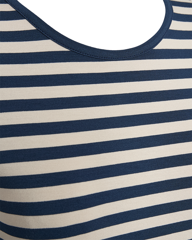 Freequent Liana T-shirt Moonlit Ocean Blå w Moonbeam Beige
