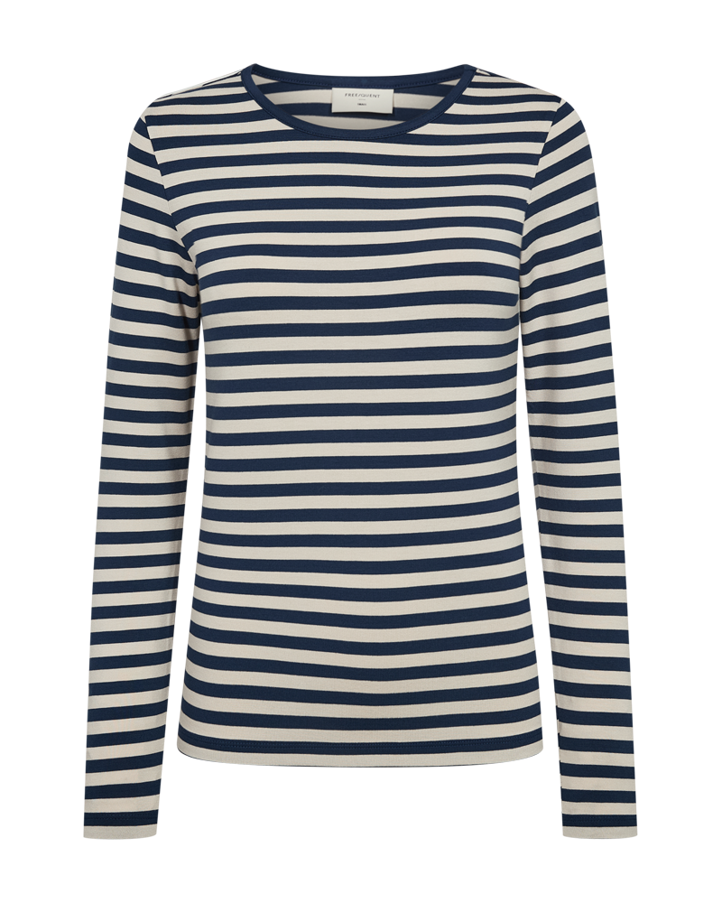 Freequent Liana T-shirt Moonlit Ocean Blå w Moonbeam Beige