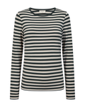 Freequent Liana T-shirt Deep Forest Grøn w Moonbeam Beige