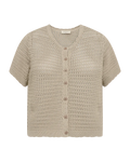 Freequent Tota Cardigan Hole Pattern Silver Mink Beige