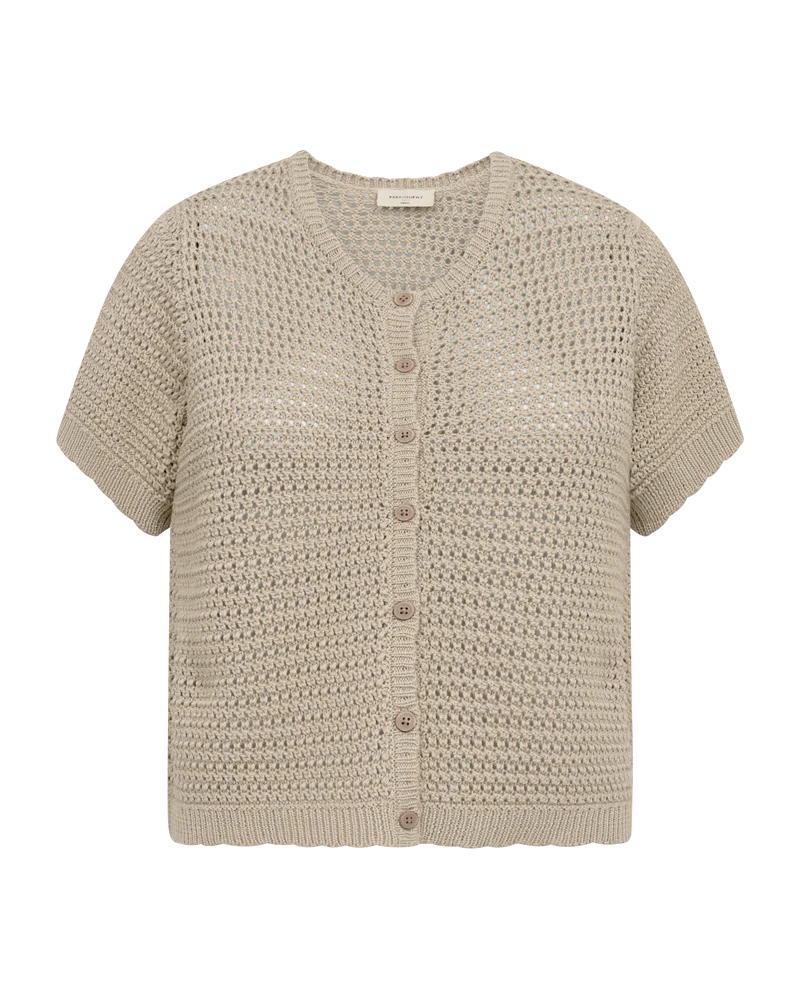 Freequent Tota Cardigan Hole Pattern Silver Mink Beieg