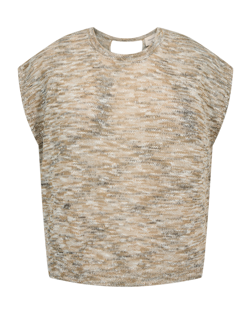 Freequent Valter Top Silver Mink Brun w Brilliant Hvid