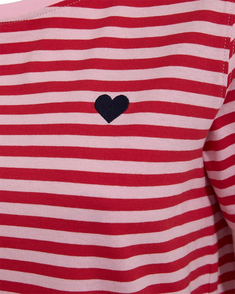 Freequent Mian T-shirt Stribet Sweet Lilla True Rød