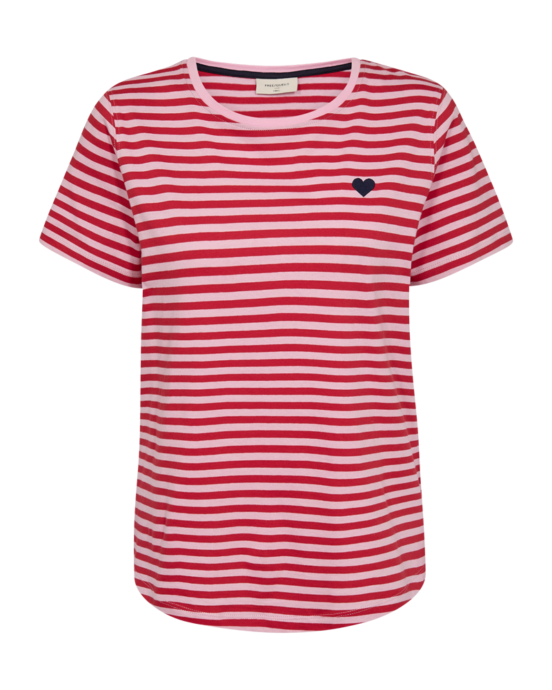 Freequent Mian T-shirt Stribet Sweet Lilla True Rød