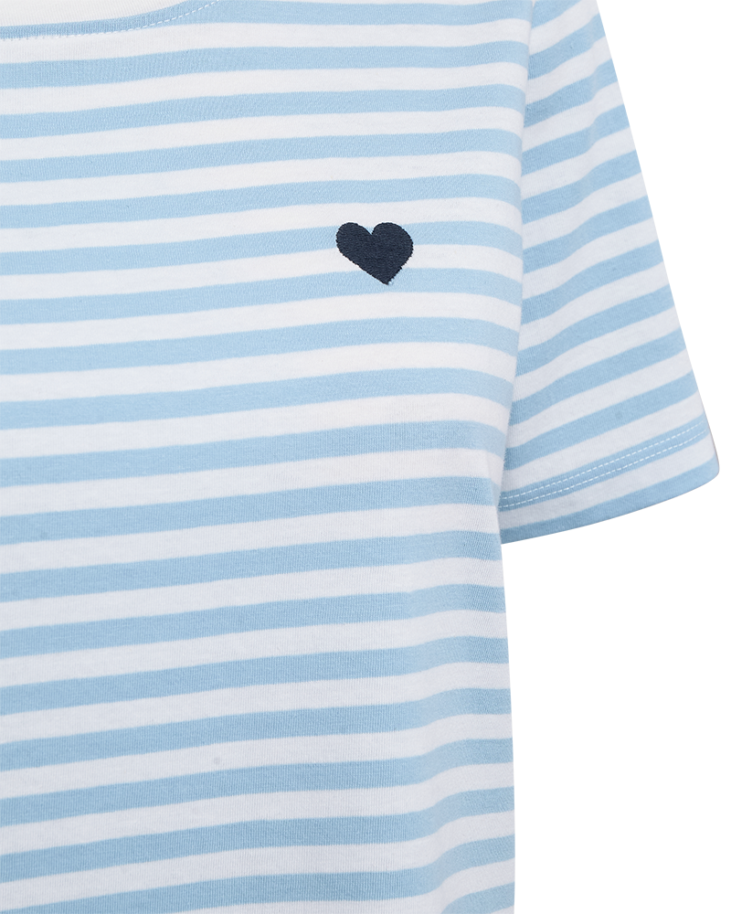 Freequent Mian T-shirt Stribet Star Off White Bell Blå