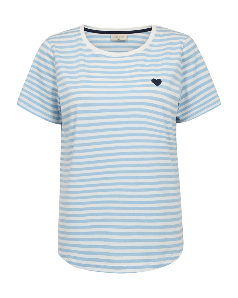 Freequent Mian T-shirt Stribet Star Off White Bell Blå