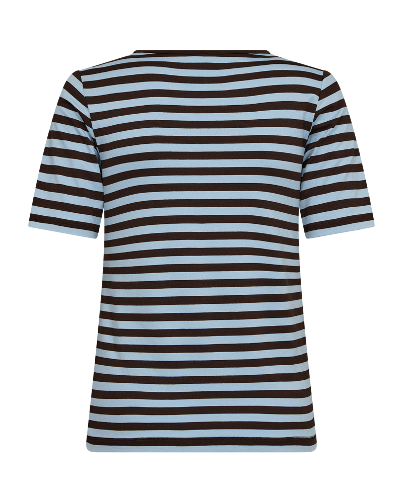 Freequent Liana T-shirt Stribet Coffee Bean Brun Bell Blå