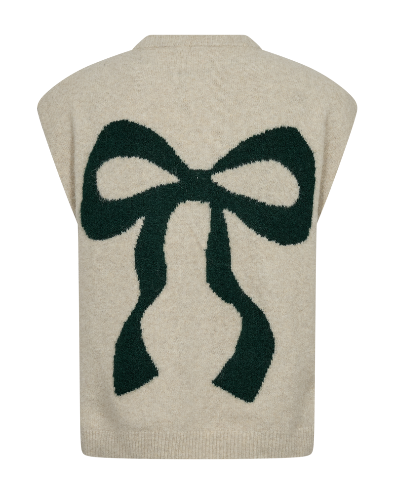 Freequent Nomas Vest Oyster Sand w Deep Forest Grøn