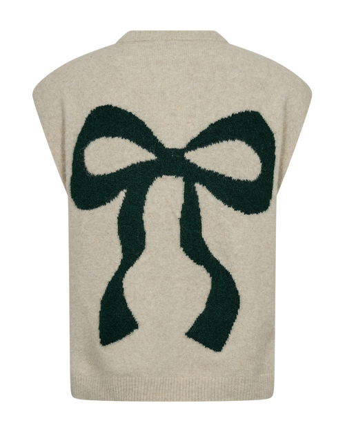 Freequent Nomas Vest Oyster Sand w Deep Forest Grøn