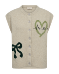 Freequent Nomas Vest Oyster Sand w Deep Forest Grøn