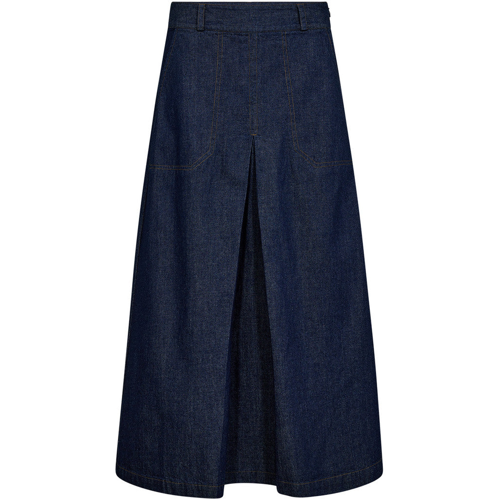 Pieszak PD Harper Nederdel Chambrey Pleat Rinse Denim Blå