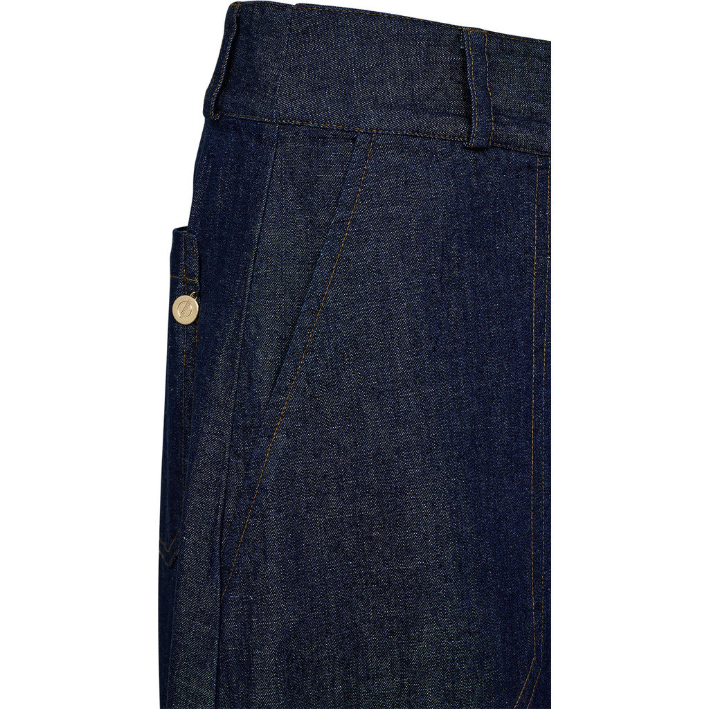Pieszak PD Harper Nederdel Chambrey Pleat Rinse Denim Blå