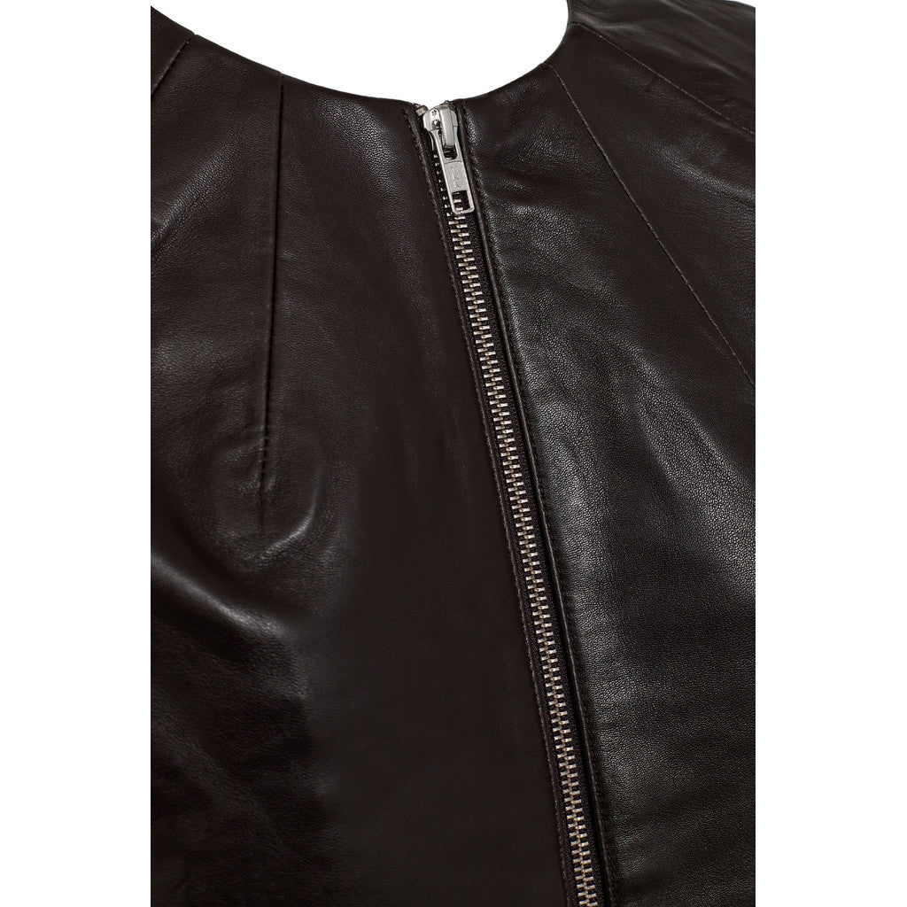 Pieszak PD Lanni Jakke 3/4 Sleeve Leather Coffee Sort Brun