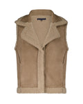 Red Button Teddy Vest Almond Brun